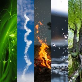 Dien 5 Elemente - Äther, Luft, Feuer, Wasser, Erde